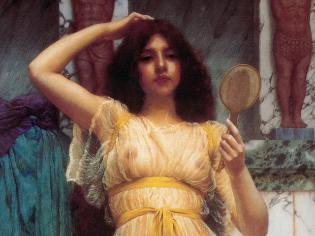 John William Godward, Girl with a Mirror - 1892