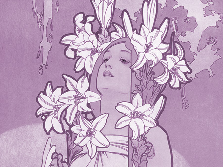 Alfons Mucha - Lily (From The Flowers Series), 1898 (dettaglio, processato)